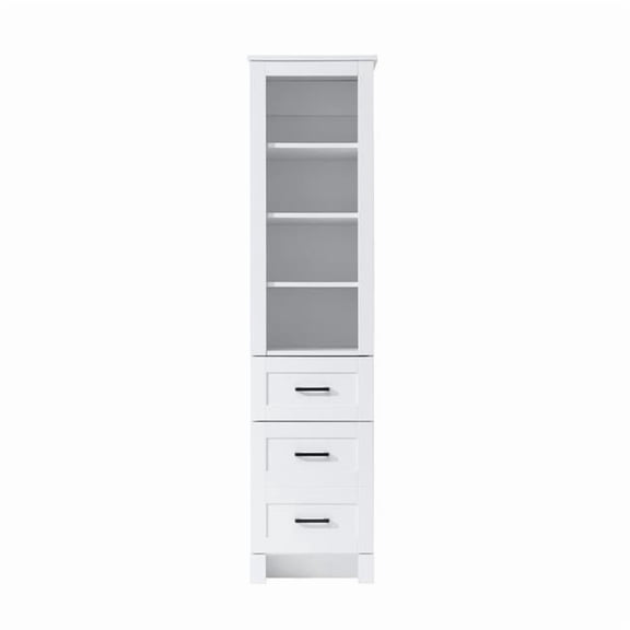 Elegant Kitchen & Bath SC280216WH 16 in. Soma Bath Storage Glass Cabinet, White - Black