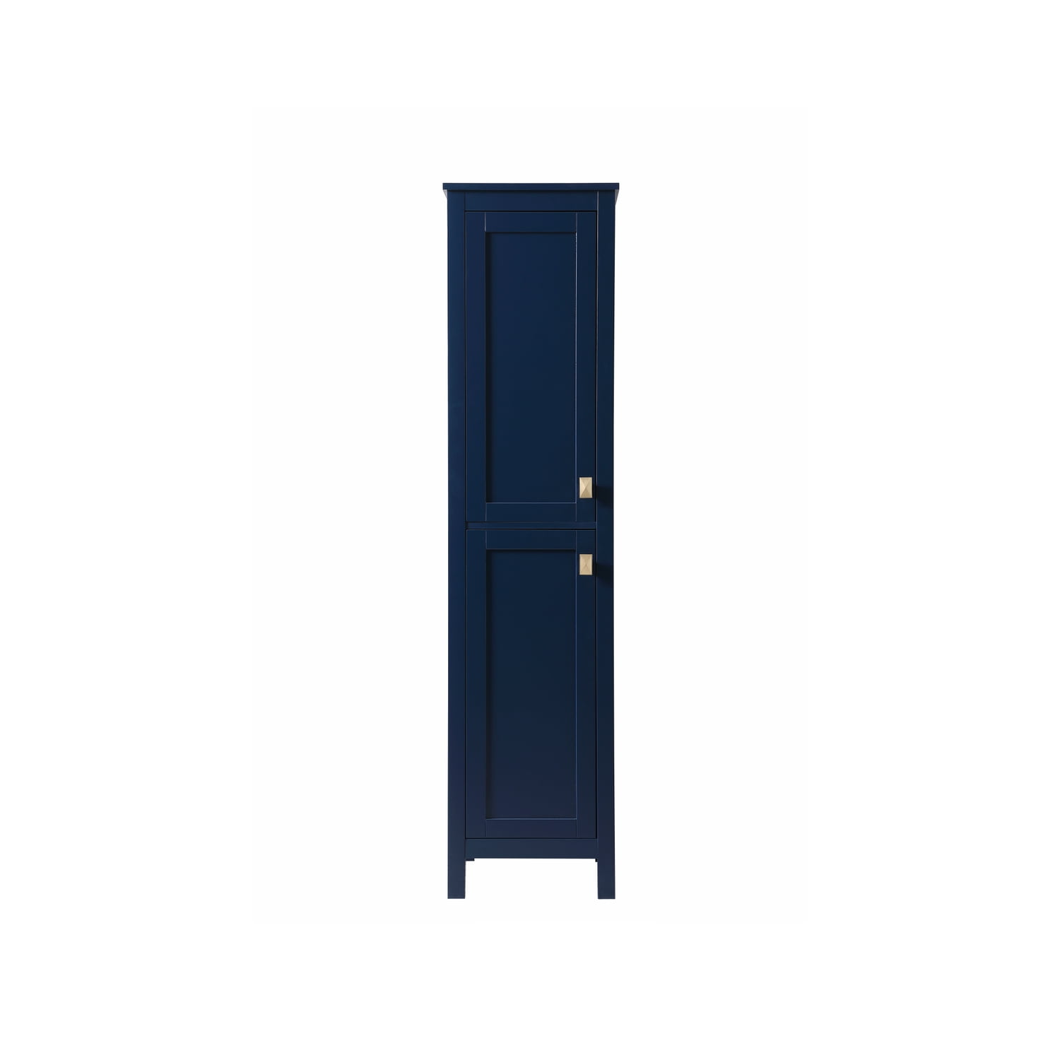 Blue Freestanding Bathroom Cabinet with Adjustable Shelves and Gold Hardware