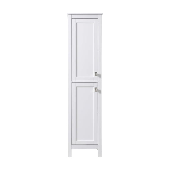 Elegant Kitchen and Bath 16 Inch Wide Bathroom Linen Storage Freestanding Cabinet In White