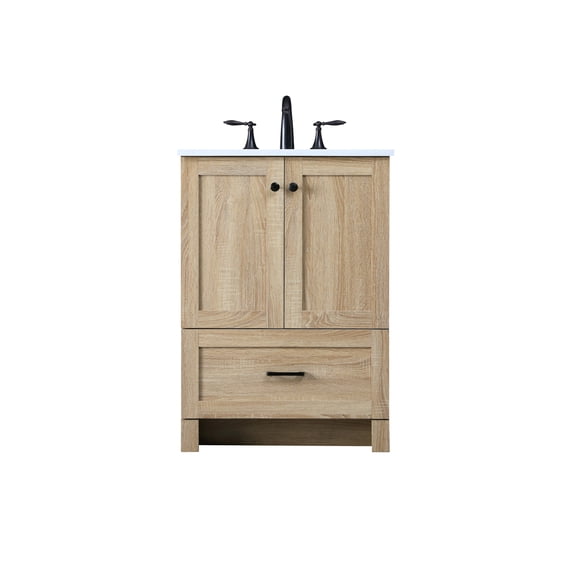 Elegant Lighting VF2824MW Matthus 24" Free Standing Single Basin Vanity Set - Mango Wood