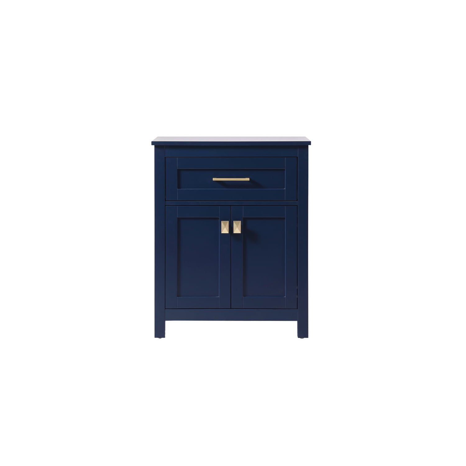 Elegant Blue MDF Bathroom Storage Cabinet with Gold Hardware