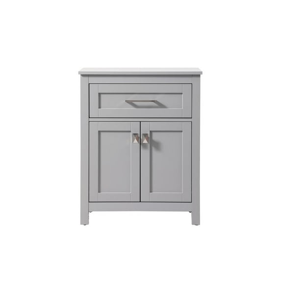 Elegant Kitchen and Bath 24 Inch Wide Bathroom Storage Freestanding Cabinet In Grey