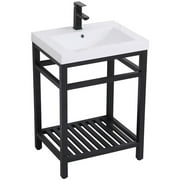 24 inch Single Bathroom Metal Vanity in Black