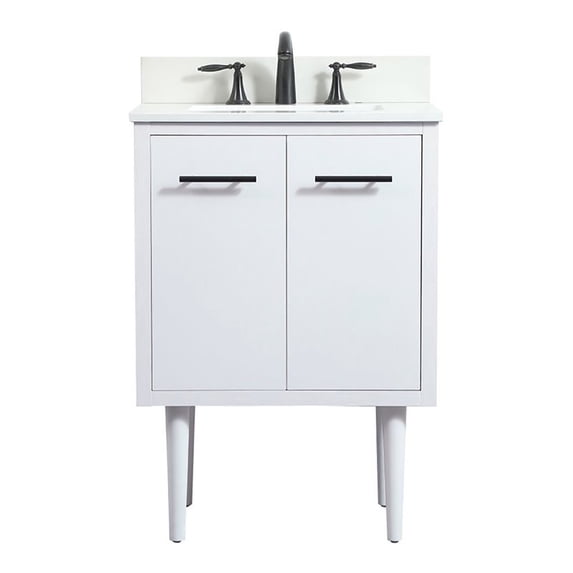 Elegant Decor Cyrus 24" MDF Single Bathroom Vanity with Backsplash in White