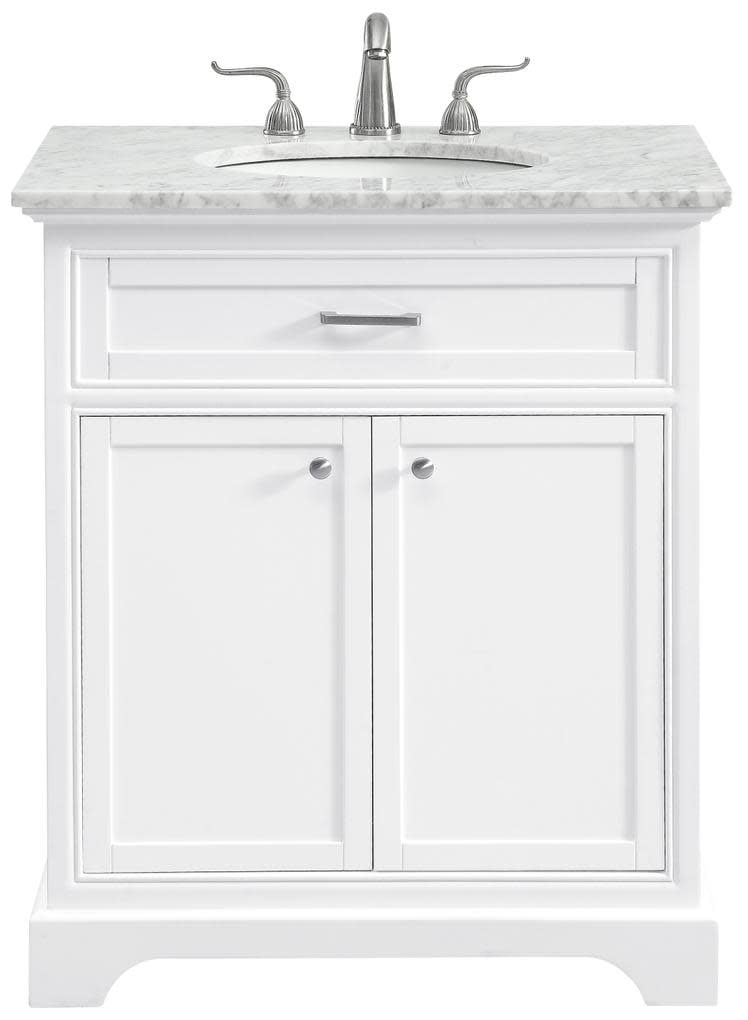 Elegant White Marble Top Single Bathroom Vanity Set