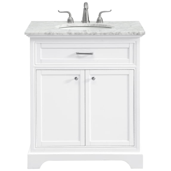 Elegant Decor Americana 30" Wood Single Bathroom Vanity in White