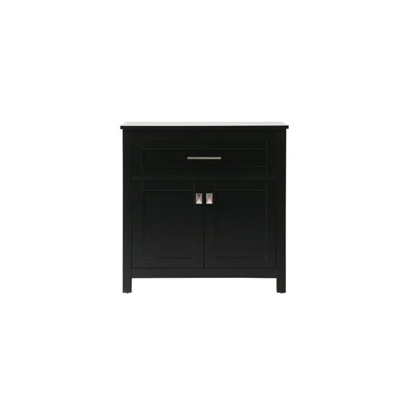 Elegant Kitchen and Bath 30 Inch Wide Bathroom Storage Freestanding Cabinet In Black