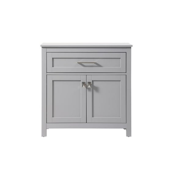 Elegant Kitchen and Bath 30 Inch Wide Bathroom Storage Freestanding Cabinet In Grey
