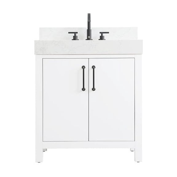 Elegant Kitchen and Bath 30 inch Single Bathroom Vanity In White with backsplash