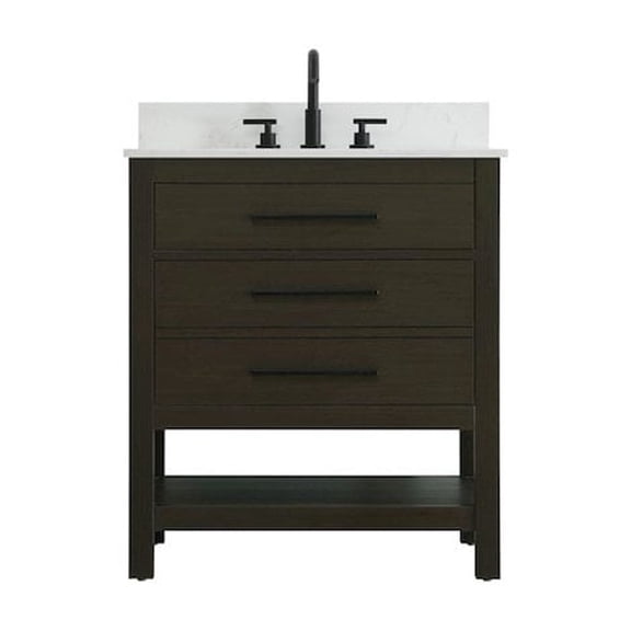 Elegant Kitchen and Bath 30 inch Single Bathroom Vanity in Mocha Brown with backsplash