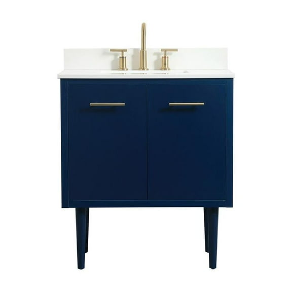 Elegant Decor Cyrus 30" MDF Single Bathroom Vanity with Backsplash in Blue