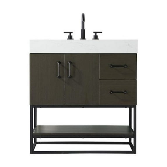 Elegant Kitchen and Bath 32 inch Single Bathroom Vanity in Mocha Brown