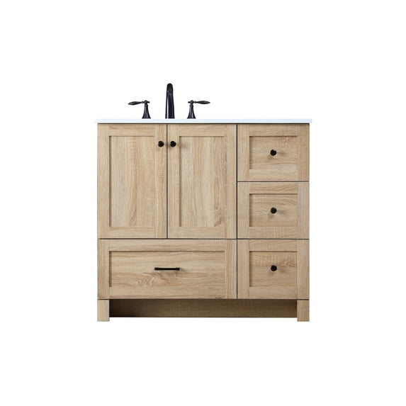 Elegant Lighting VF2836MW Soma 36" Free Standing Single Basin Vanity Set - Mango Wood