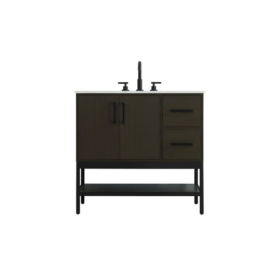 Elegant Kitchen and Bath 36 Inch Single Bathroom Vanity In Mocha Brown