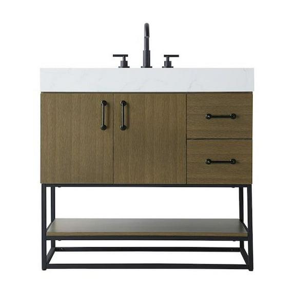 Elegant Kitchen and Bath 36 inch Single Bathroom Vanity in Chestnut Brown