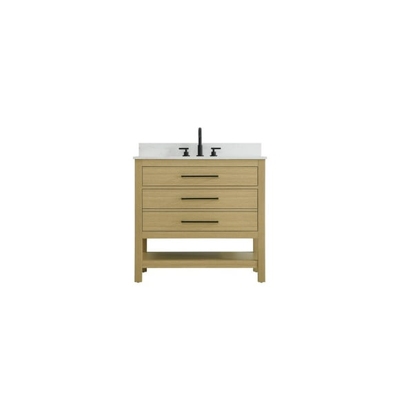 Elegant Kitchen and Bath 36  inch Single Bathroom Vanity in Honey Brown with backsplash