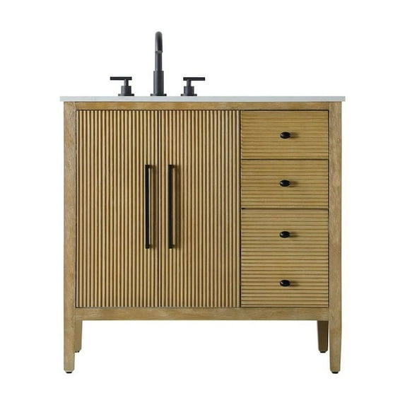 Elegant Kitchen and Bath 36 inch Single Bathroom Vanity in Linen Oak