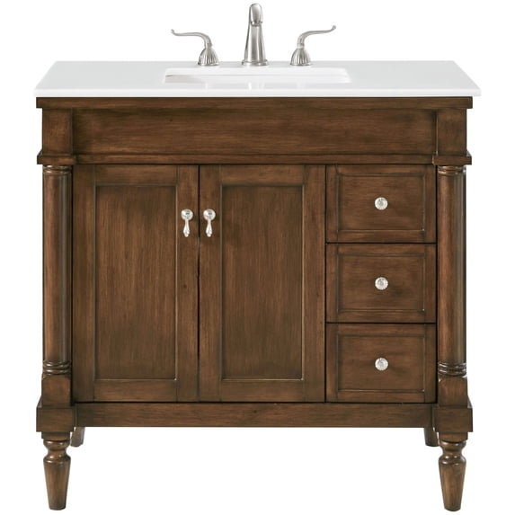 Elegant Lighting Vf13036-Vw Lexington 36" Free Standing Single Basin Vanity Set - Wood