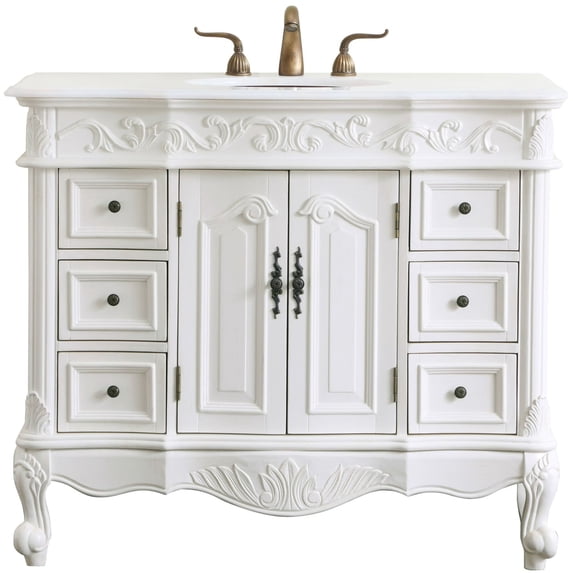 Elegant Lighting VF38842AW-VW Oakland 42" Free Standing Single Basin Vanity Set - Off
