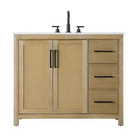 Elegant Kitchen and Bath 42 Inch Single Bathroom Vanity In Linen Oak