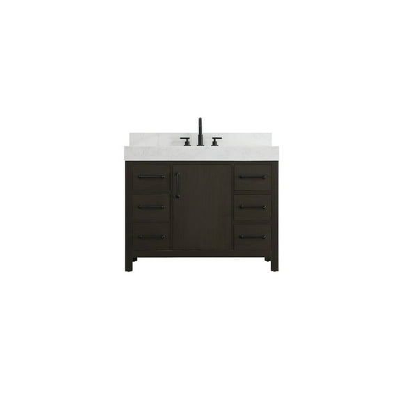 Elegant Kitchen and Bath 42 inch Single Bathroom Vanity In Mocha Brown with backsplash