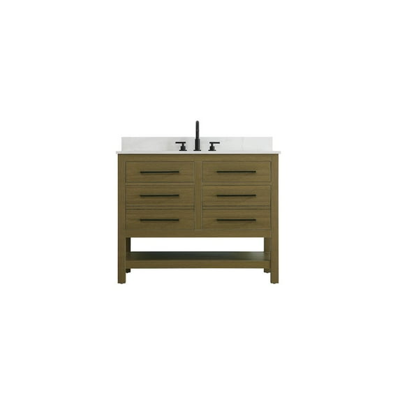 Elegant Kitchen and Bath 42 inch Single Bathroom Vanity in Chestnut Brown with backsplash