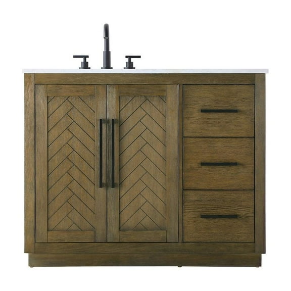 Elegant Kitchen and Bath 42 inch Single Bathroom Vanity in Hazel Oak