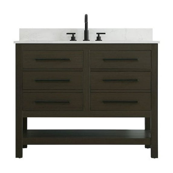 Elegant Kitchen and Bath 42 inch Single Bathroom Vanity in Mocha Brown with backsplash