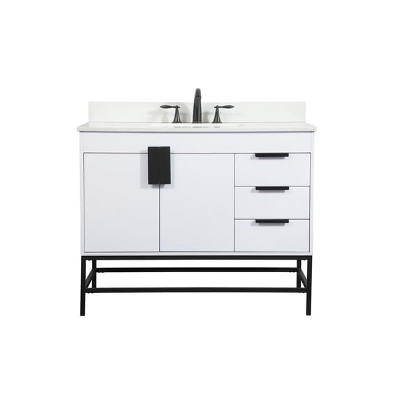 Elegant Decor Eugene 42" MDF Single Bathroom Vanity with Backsplash in White