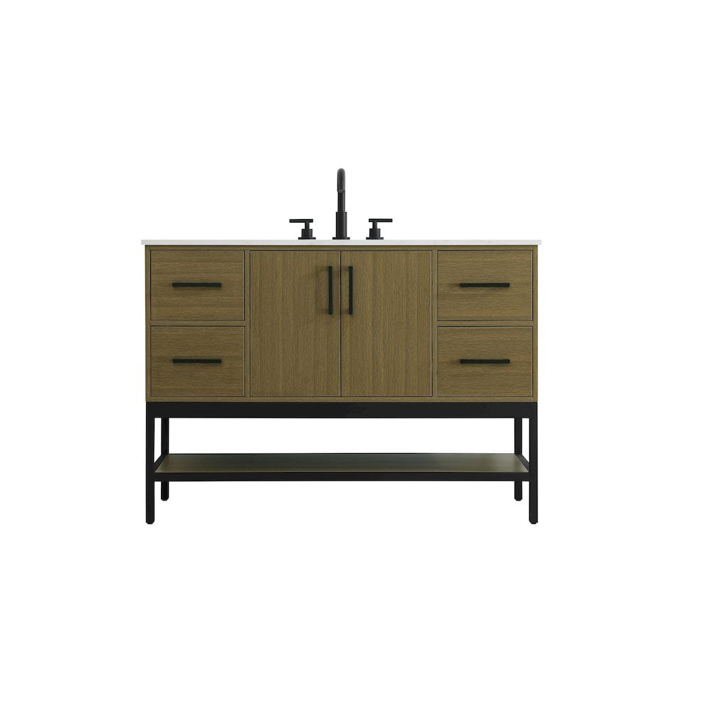 Chestnut Brown 48" Freestanding Vanity with White Marble Top