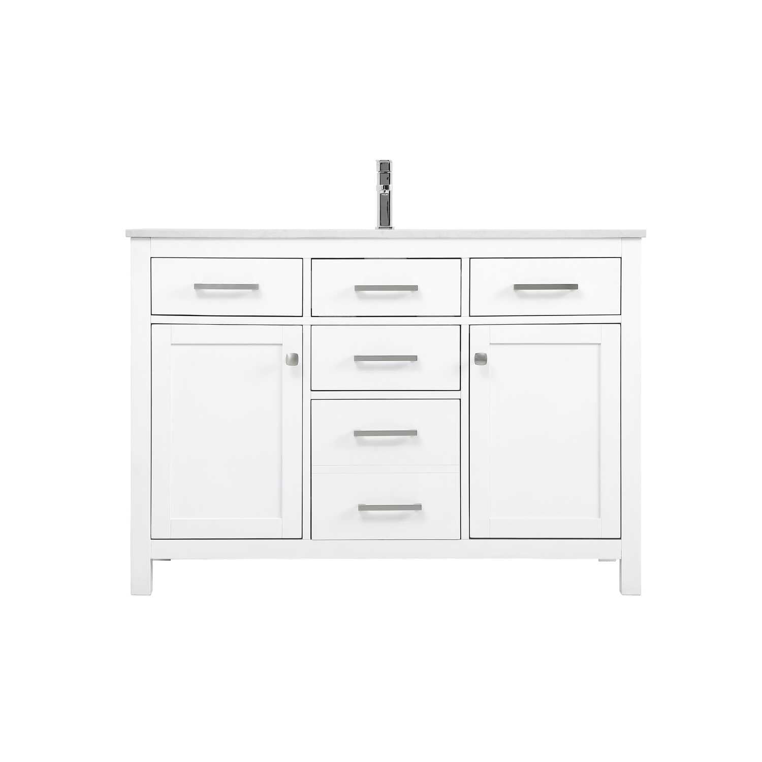 Lewis 48'' White Single Bathroom Vanity with Engineered Marble Top