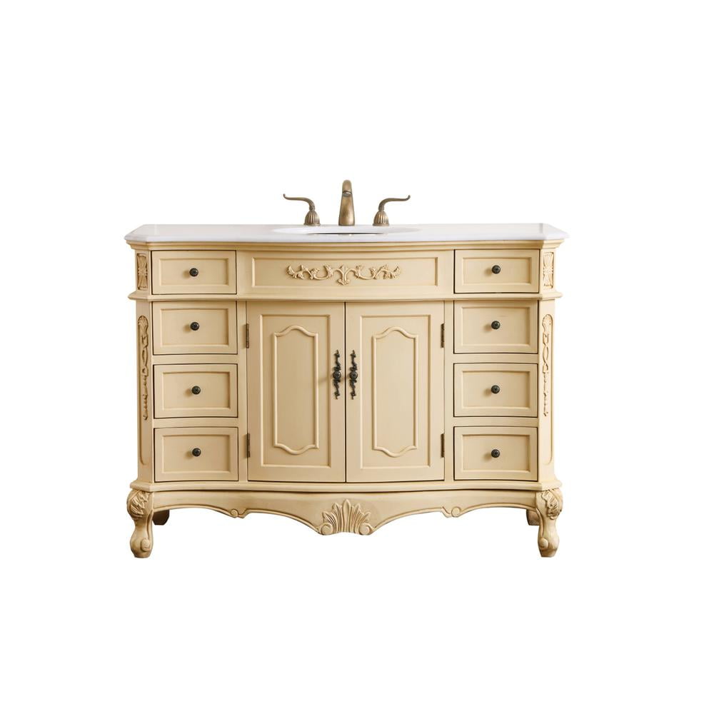 48" Light Antique Beige Marble Top Single Vanity
