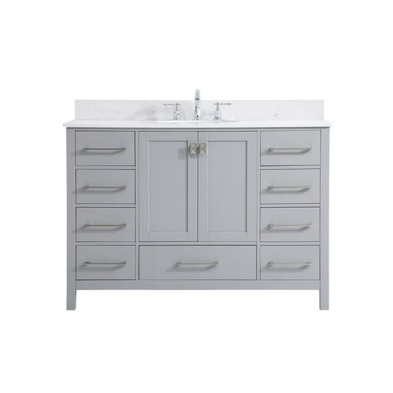 48 inch Single Bathroom Vanity in Gray with Backsplash