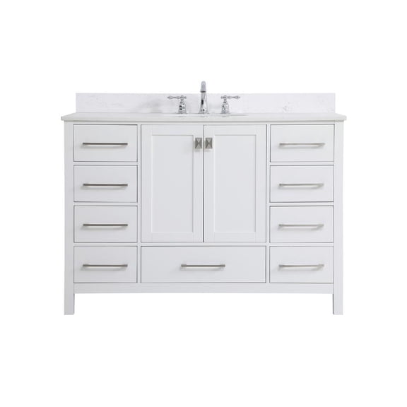48 inch Single Bathroom Vanity in White with Backsplash