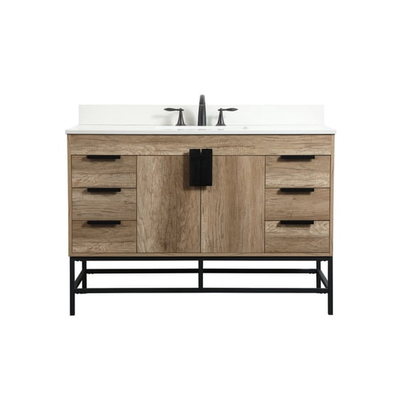 Elegant Decor Eugene 48" Single Bathroom Vanity with Backsplash in Natural Oak