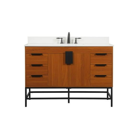 Elegant Decor Eugene 48" MDF Single Bathroom Vanity with Backsplash - Teak