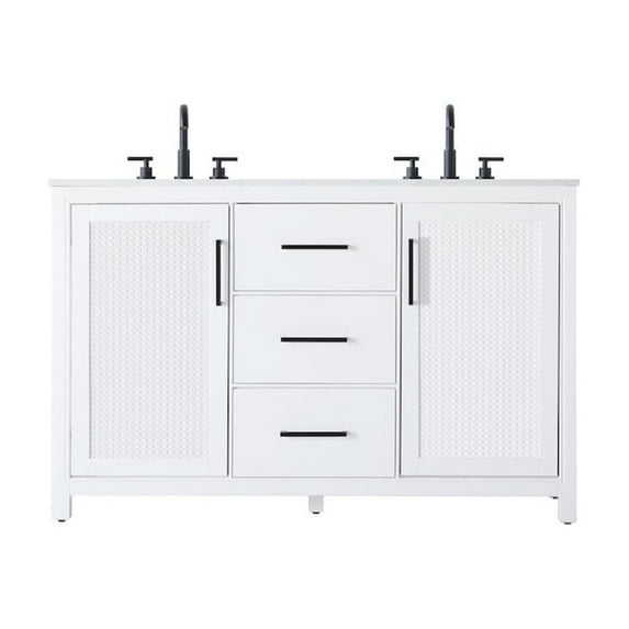 Elegant Kitchen and Bath 54 Inch Double Bathroom Vanity In White