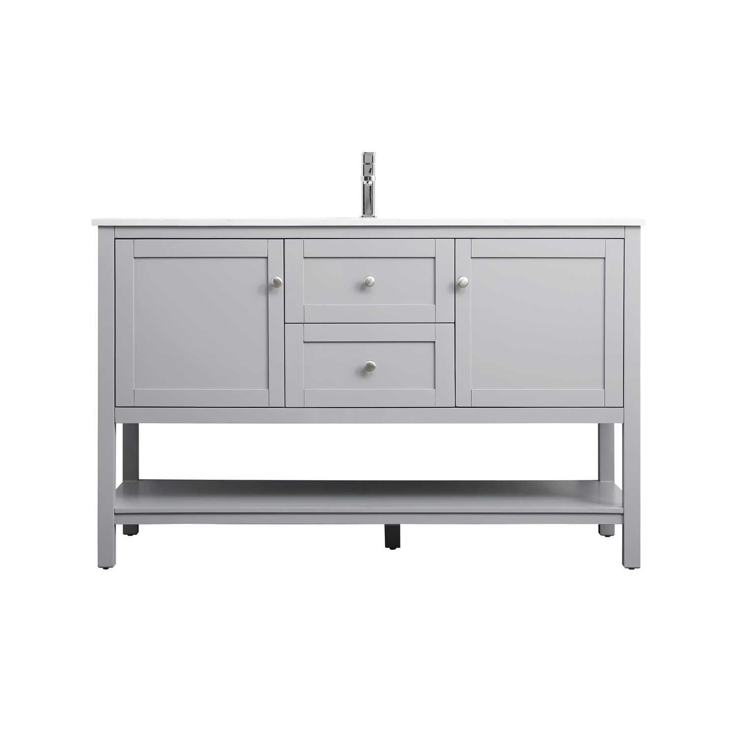 Heath 54'' Gray Double Vanity with Engineered Marble Top