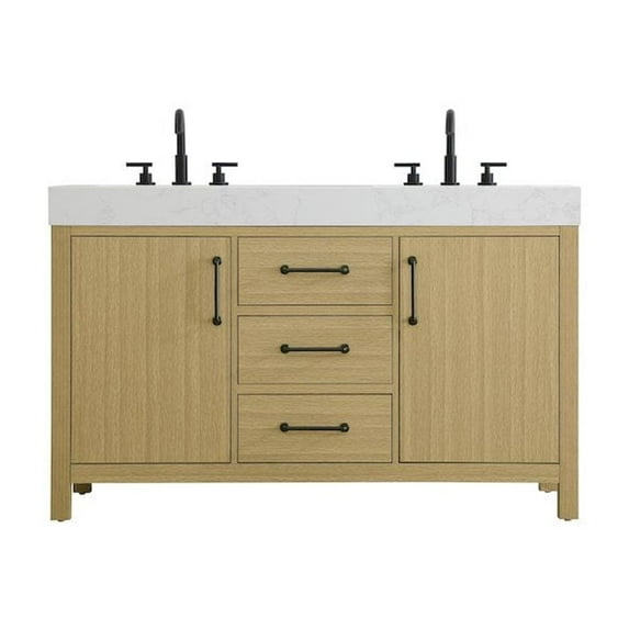 Elegant Kitchen and Bath 54 inch Double Bathroom Vanity In Honey Brown