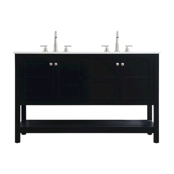 Elegant Kitchen and Bath 54 inch Double Bathroom Vanity in Black