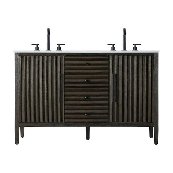 Elegant Kitchen and Bath 54 inch Double Bathroom Vanity inChocolate Oak