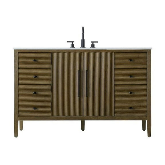 Elegant Kitchen and Bath 54 inch Single Bathroom Vanity in Hazel Oak
