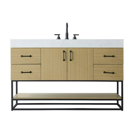 Elegant Kitchen and Bath 54 inch Single Bathroom Vanity in Honey Brown