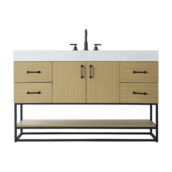 Elegant Kitchen and Bath 54 inch Single Bathroom Vanity in Honey Brown