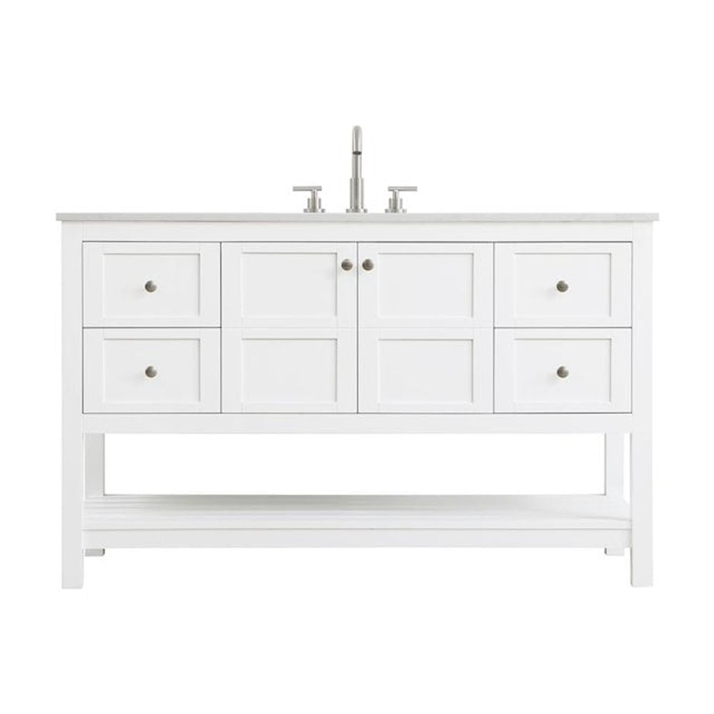 Theo 54" White Engineered Marble Single Bathroom Vanity