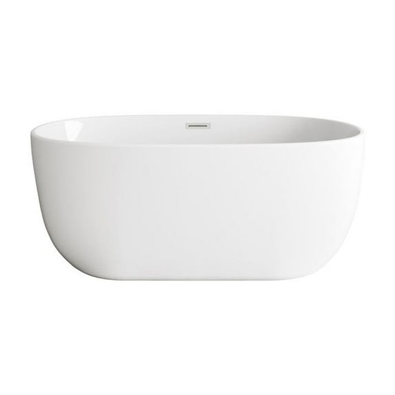 Elegant Kitchen and Bath 54 inch Soaking Bathtub in Glossy White with Brushed Nickel Trim