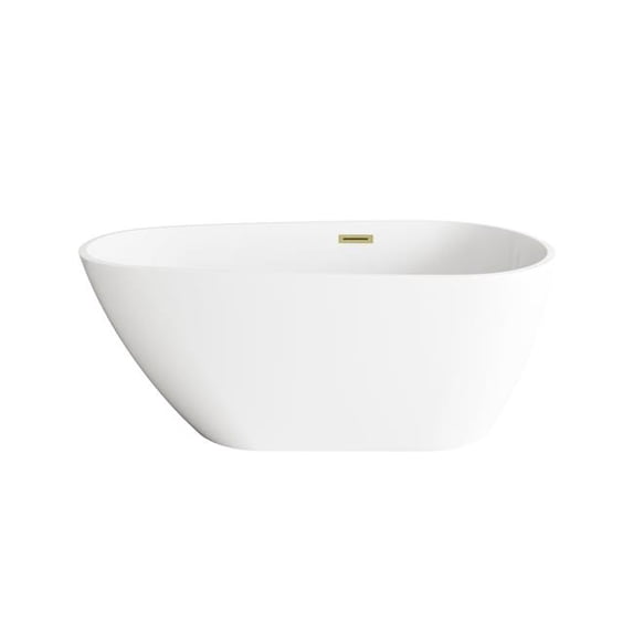 Elegant Kitchen & Bath BT30259GW-BGD 59 in. Bathtub, Glossy White with Brushed Gold Trim