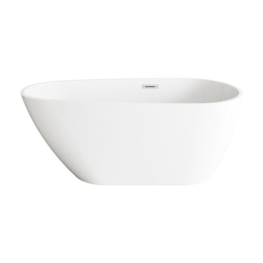 Elegant Glossy White Acrylic Freestanding Bathtub with Chrome Trim