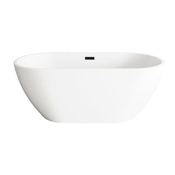 Elegant Kitchen and Bath 59 inch Bathtub in Glossy White with Matte Black Trim