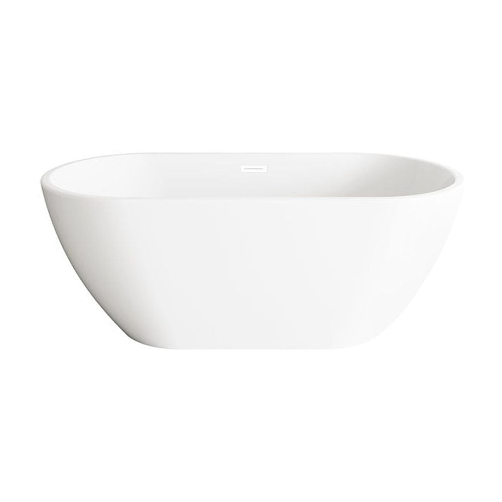 Elegant Glossy White Acrylic Freestanding Bathtub with Polished Trim